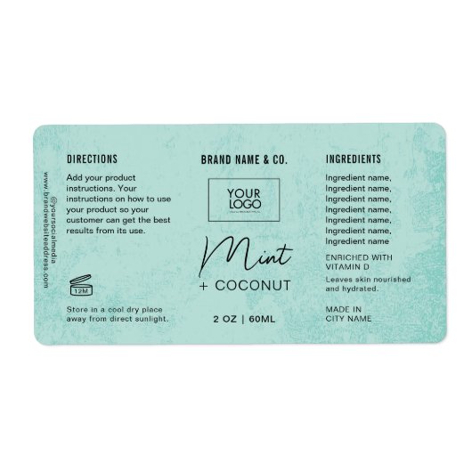  Product Customizable Mint Rustic Label (Vorne)