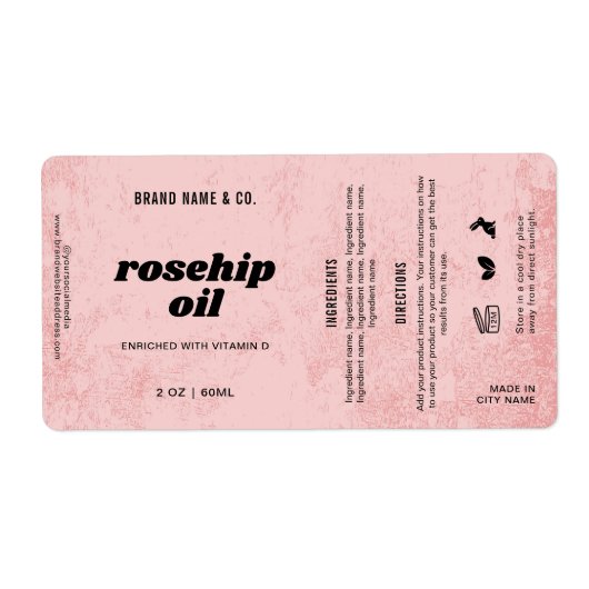  Product Customizable Pink Rustic Label (Vorne)