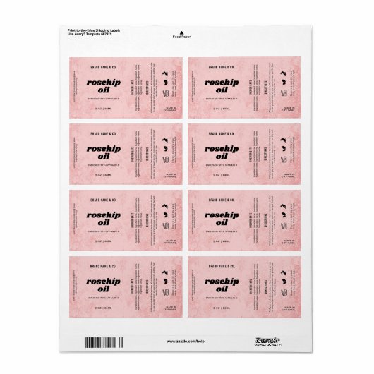  Product Customizable Pink Rustic Label (Vorne)