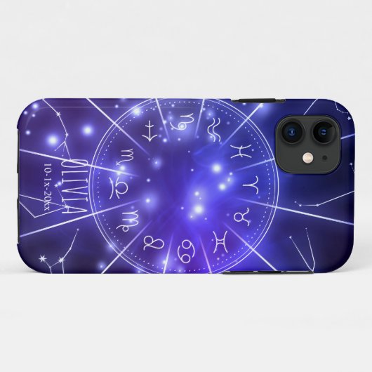 Product: Personalized Luminous Blue Cosmic Zodiac  Case-Mate iPhone Hülle (Rückseite (Horizontal))