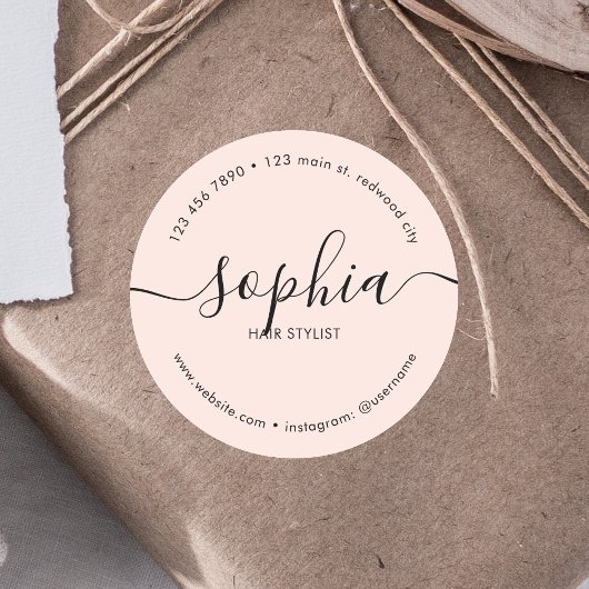 Produkt Girly Calligraphy Blush Pink Runder Aufkleber