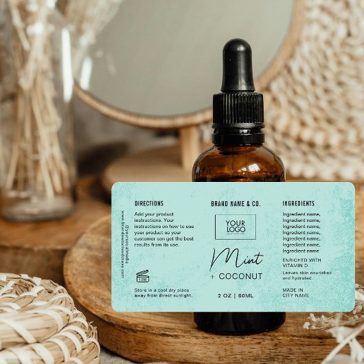 Produkt individuell anpassbares Mint-Rustic-Label