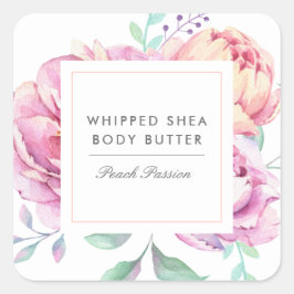 Produkte für den Blumenhandel mit Wasserfarben Quadratischer Aufkleber