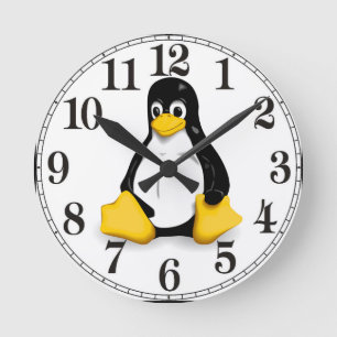 Produkte Linuxs Tux Runde Wanduhr