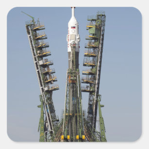 Produkteinführungs-Baugerüst wird in Platz Quadratischer Aufkleber