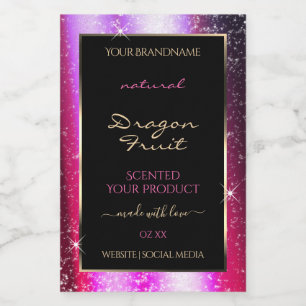 Produktetikett Lila Glitzer-Rahmen in Rosa Lebensmitteletikett