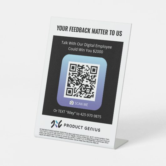 Produktgenie - Schild "Pedestal" (Vorderseite)