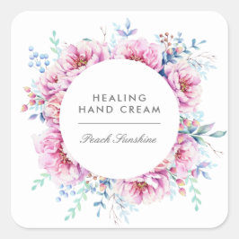 Produktgeschäft für Aquarellpinken Quadratischer Aufkleber