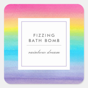 Produktgeschäft für Rainbow-Produkte für Wasserfar Quadratischer Aufkleber