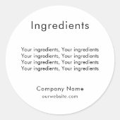 Produktinhaltsstoff mit weißem Firmenzeichen Runder Aufkleber (Vorderseite)