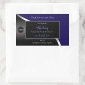 Produktkennzeichnung für dunkelblaue und schwarze rechteckiger aufkleber (Tasche)