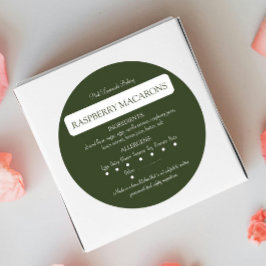 Produktkennzeichnung für dunkelgrüne Inhaltsstoffe Runder Aufkleber