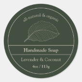 Produktkennzeichnung für moderne dunkelgrüne Logos Runder Aufkleber (Vorderseite)