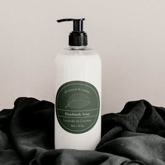 Produktkennzeichnung für moderne dunkelgrüne Logos Runder Aufkleber