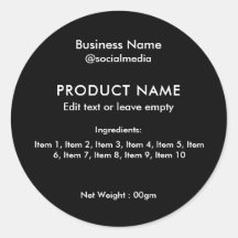 Produktkennzeichnung für moderne Schwarze Inhaltss