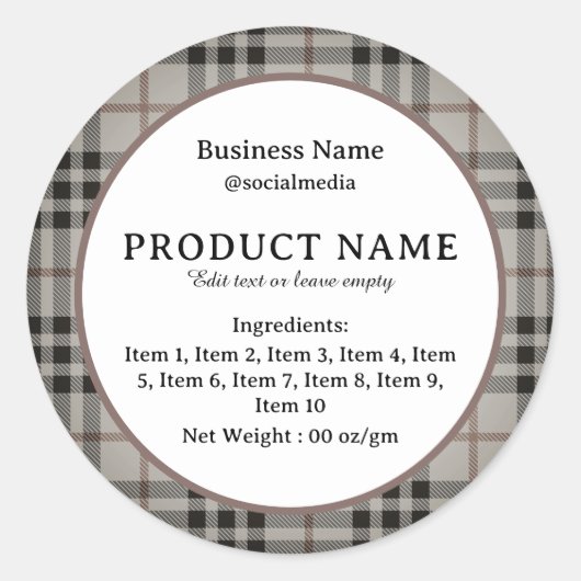 Produktkennzeichnung karierter geprüfter moderner runder aufkleber (Vorderseite)