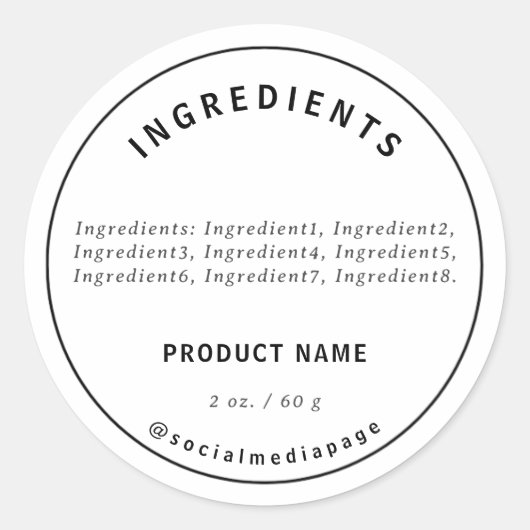 Produktkennzeichnung moderner Inhaltsstoffe Runder Aufkleber (Vorderseite)