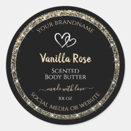 Produktkennzeichnungen für Glitzer an der Schwarze Runder Aufkleber