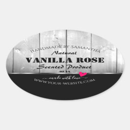 Produktkennzeichnungen für Schwarz-Weiß-Holzkörner Ovaler Aufkleber