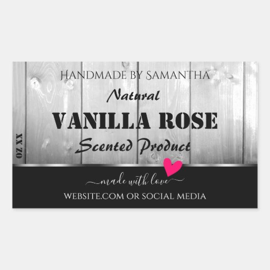 Produktkennzeichnungen für Schwarz-Weiß-Holzkörner Rechteckiger Aufkleber (Vorderseite)