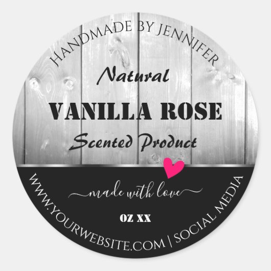 Produktkennzeichnungen für Schwarz-Weiß-Holzkörner Runder Aufkleber (Vorderseite)