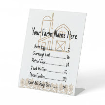 Produktliste und Menü-Vorlage für den Bauernhof