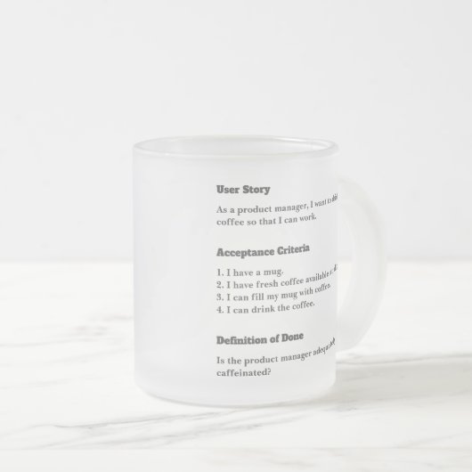 Produktmanager Benutzergeschichten-Agile-Scrum Mattglastasse (VorderseiteRechts)