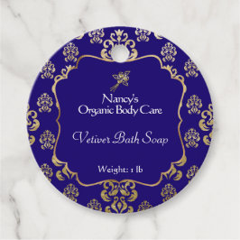 Produktmarke "Navy Blue & Gold-Folie Damask" Geschenkanhänger