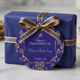 Produktmarke "Navy Blue & Gold-Folie Damask" Geschenkanhänger