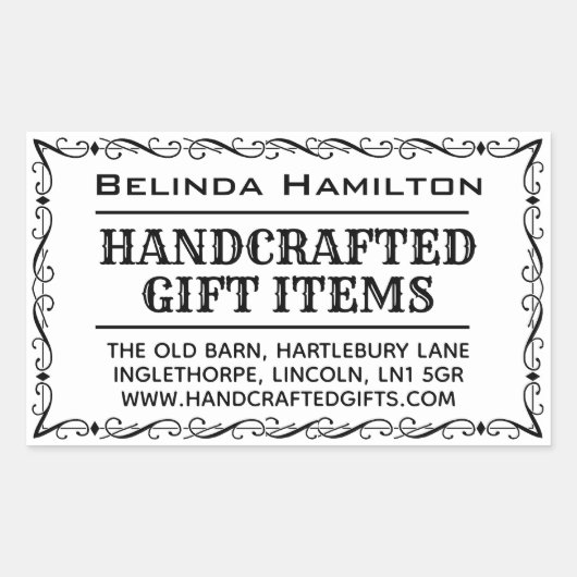 Produktname und Beschreibung auf einer Rechteckiger Aufkleber (Vorderseite)