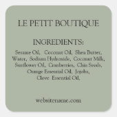 Produktpalette für moderne, grüne Inhaltsstoffe Quadratischer Aufkleber (Vorderseite)