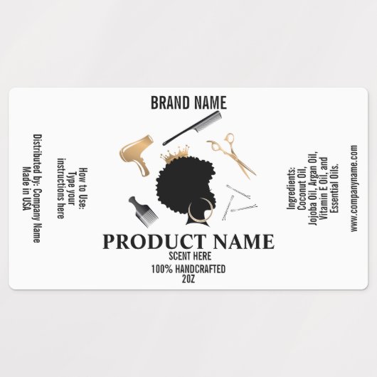 Produktvorlagenpaket für das Haarprodukt Etiketten (Design 1)