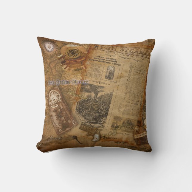 Prof J. Byrness Steampunkwelt Kissen (Vorderseite)