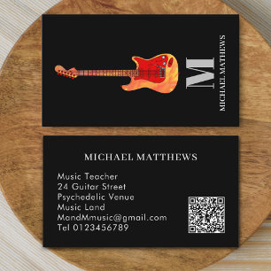 Profesioneller Musiklehrer Gitarrenmusik QR Code Visitenkarte