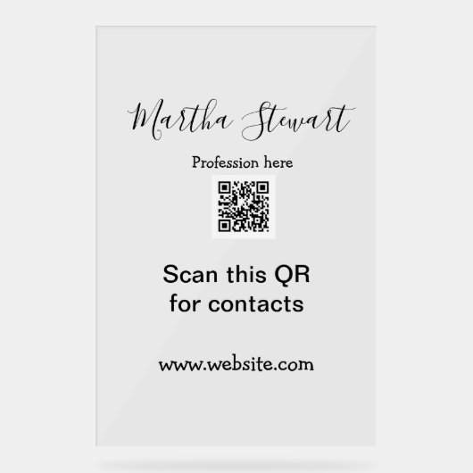 Profession add QR code details website company bus Acrylschild (Vorderseite)