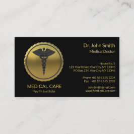 Professional 3D Gold Caduceus Emblem Medical Visitenkarte