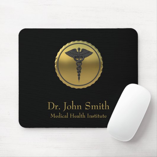 Professional 3D Gold Caduceus Medical Emblem Mousepad (Mit Mouse)
