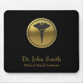 Professional 3D Gold Caduceus Medical Emblem Mousepad (Vorne)