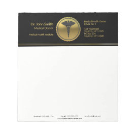 Professional 3D Gold Medical Caduceus Emblem Notizblock