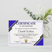 Professional Appreciation Certificate Begleitkarte (Stehend Vorderseite)