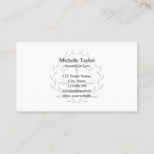 Professional Attorney at Law Justice Scale Lawyer Visitenkarte (Rückseite)