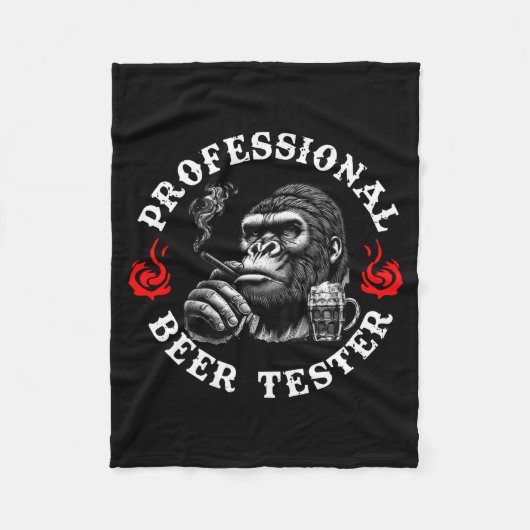 Professional Beer Tester Funny Drinking Monkey Quo Fleecedecke (Vorderseite)