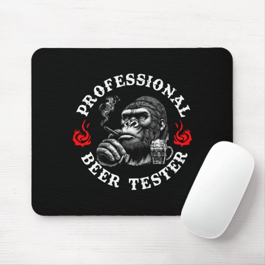 Professional Beer Tester Funny Drinking Monkey Quo Mousepad (Mit Mouse)