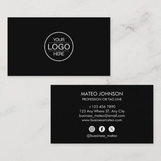 Professional Black Add your logo Visitenkarte (Vorne/Hinten)