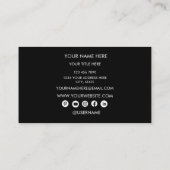 Professional Black Circle Logo Modern Visitenkarte (Rückseite)