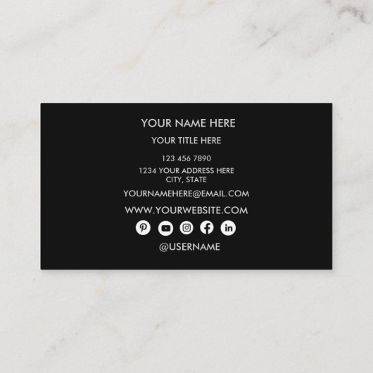 Professional Black Circle Logo Modern Visitenkarte (Rückseite)