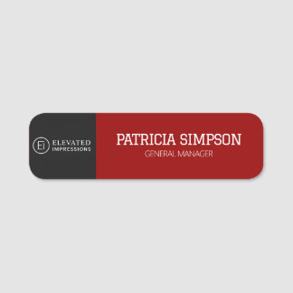 Professional Black Dark Red Luxury Logo Style Namensschild