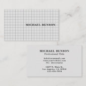 Professional Black Gray Grid Stylish Visitenkarte (Vorne/Hinten)