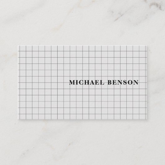 Professional Black Gray Grid Stylish Visitenkarte (Vorderseite)