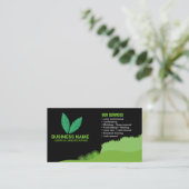 Professional Black Green Lawn Care & Landscaping Visitenkarte (Stehend Vorderseite)